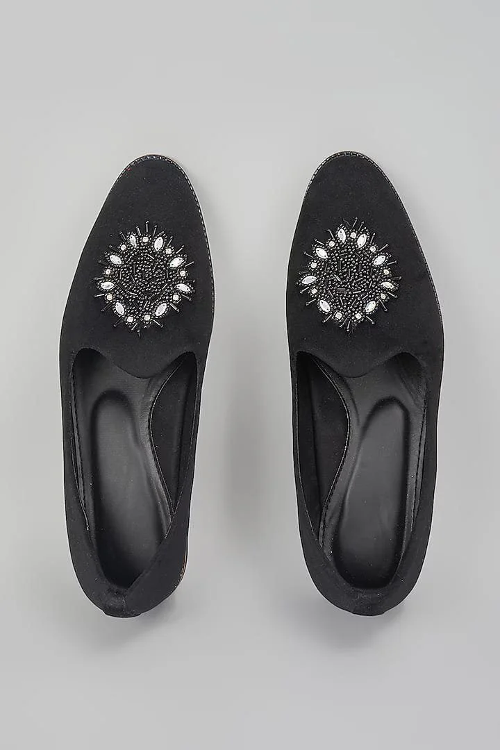 Black Embroidered Loafers