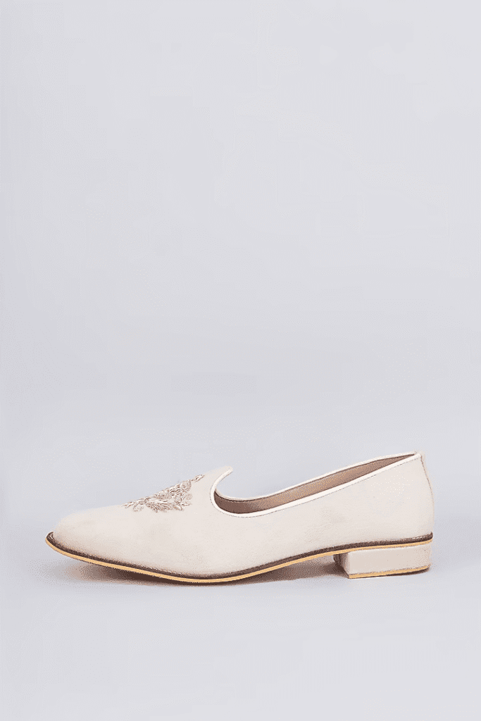 Ivory Crown Suede Loafers