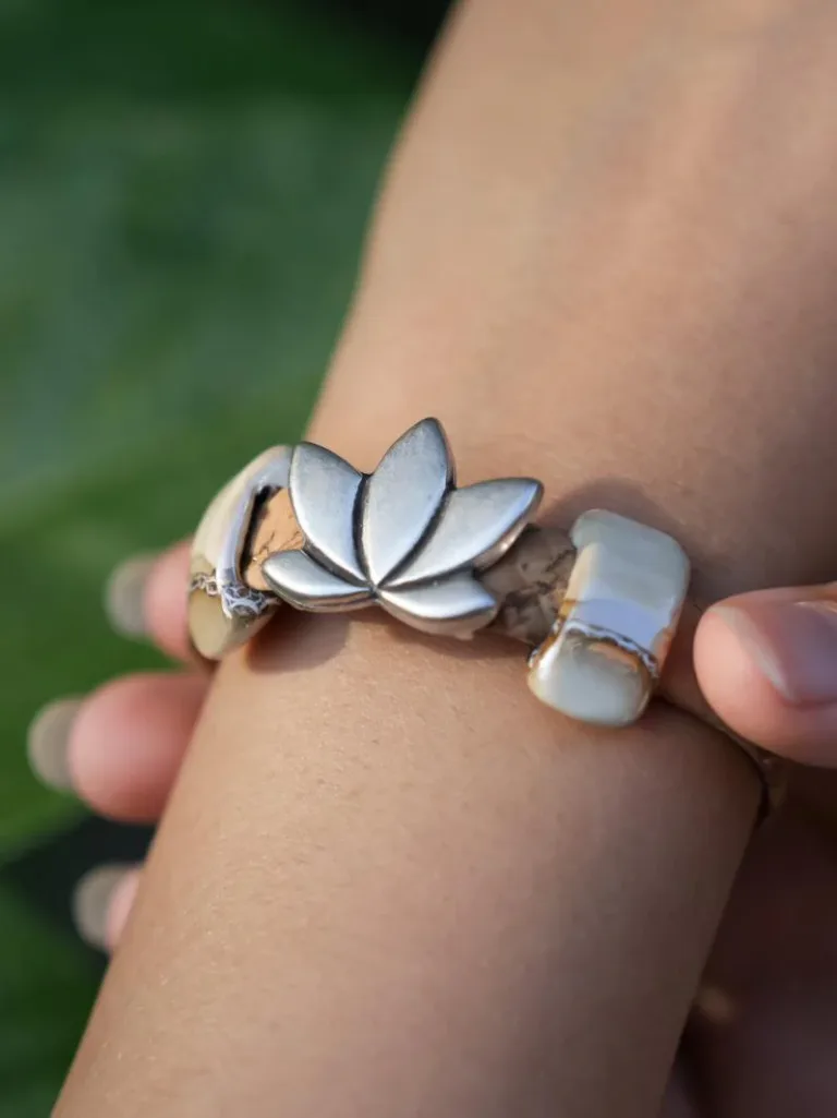 Sacred Lotus Silver Bracelet