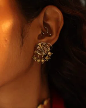 Silver Gold Oxidised Goldplated Charm Stud Earrings Thar 5
