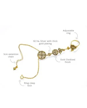 Silver Gold Oxidised Goldplated Hathphool Thar 2