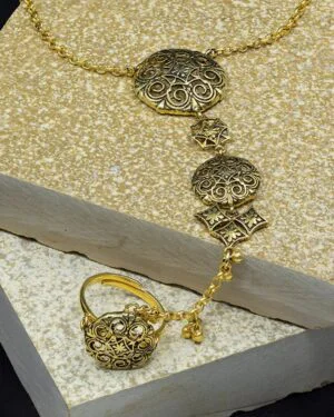 Silver Gold Oxidised Goldplated Hathphool Thar 3