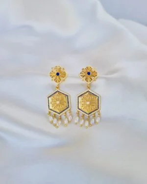 Silver Gold Plated Small Earrings Blue Magnolia 1 1