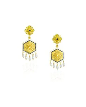 Silver Gold Plated Small Earrings Blue Magnolia 2