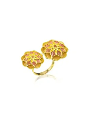 Silver Goldplated Adjustable Askim Ring Pink Gul 1 1