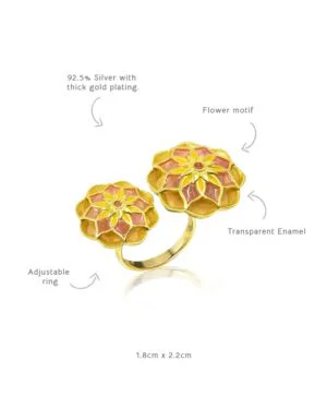 Silver Goldplated Adjustable Askim Ring Pink Gul 2