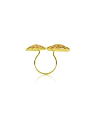 Silver Goldplated Adjustable Askim Ring Pink Gul 3