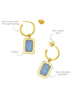 Silver Goldplated C Hoop Earrings Blue Tranquil 2