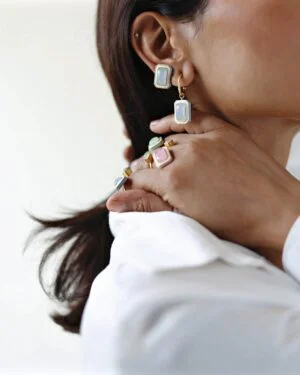 Silver Goldplated C Hoop Earrings Blue Tranquil 4