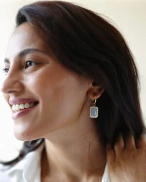 Silver Goldplated C Hoop Earrings Blue Tranquil 5