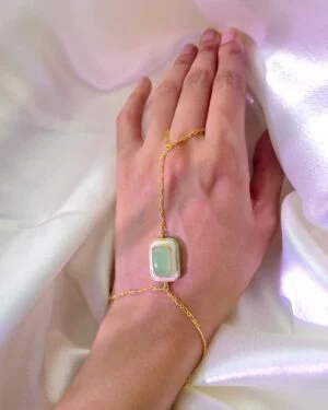 Silver Goldplated Gemstone Haathphool Green Tranquil 2