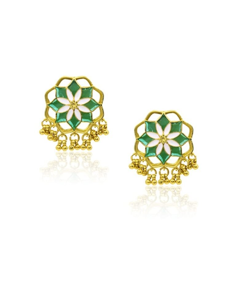 Green Kumud Stud Earrings