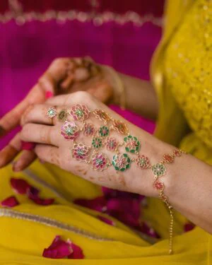 Silver Goldplated Hathphool Pink Gul 4