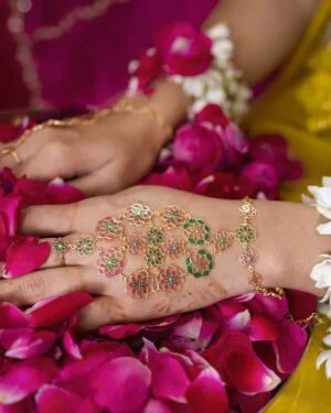 Silver Goldplated Hathphool Pink Gul 5