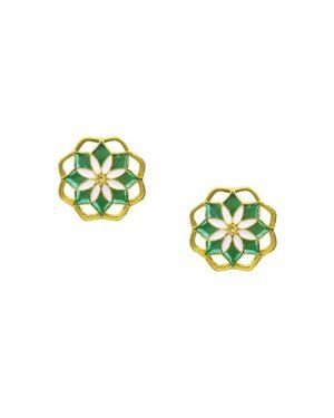 Silver Goldplated Kusum Stud Earrings Green Gul 1 1