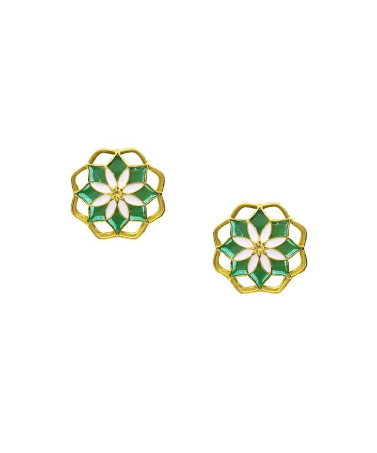 Gul Kusum Stud Earrings Green