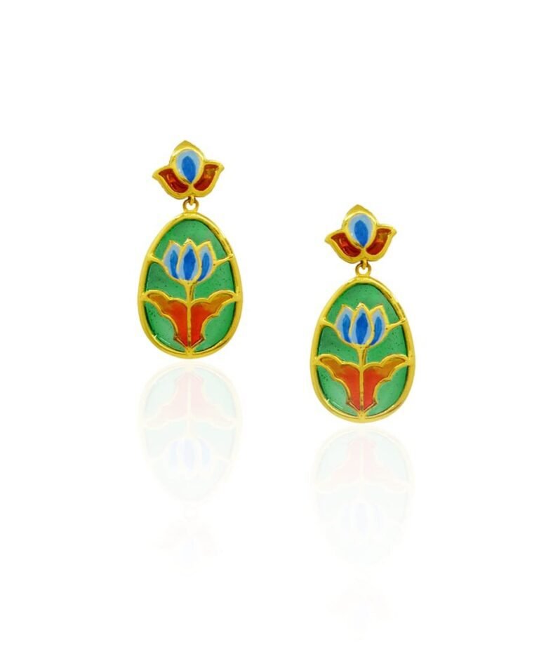 Aks Lotus Earrings Green
