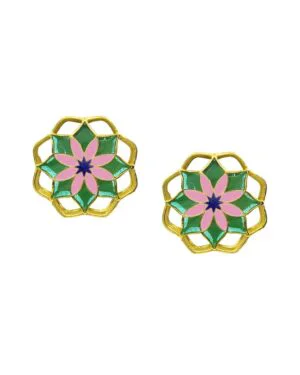 Silver Goldplated Mudita Stud Earrings Green Gul 1 1