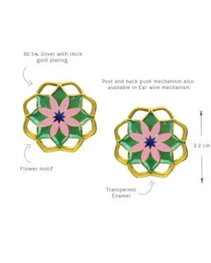 Silver Goldplated Mudita Stud Earrings Green Gul 2