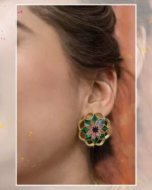 Silver Goldplated Mudita Stud Earrings Green Gul 3