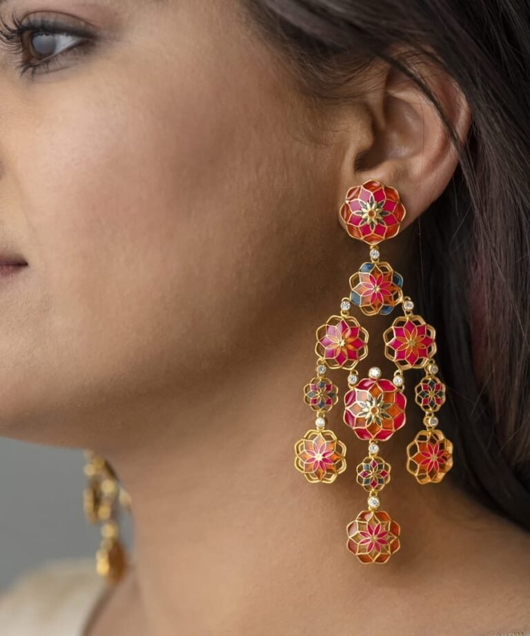 Pink Big Phool Earrings