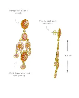 Silver Goldplated Phool Small Earring Feroza Pink Gul 2