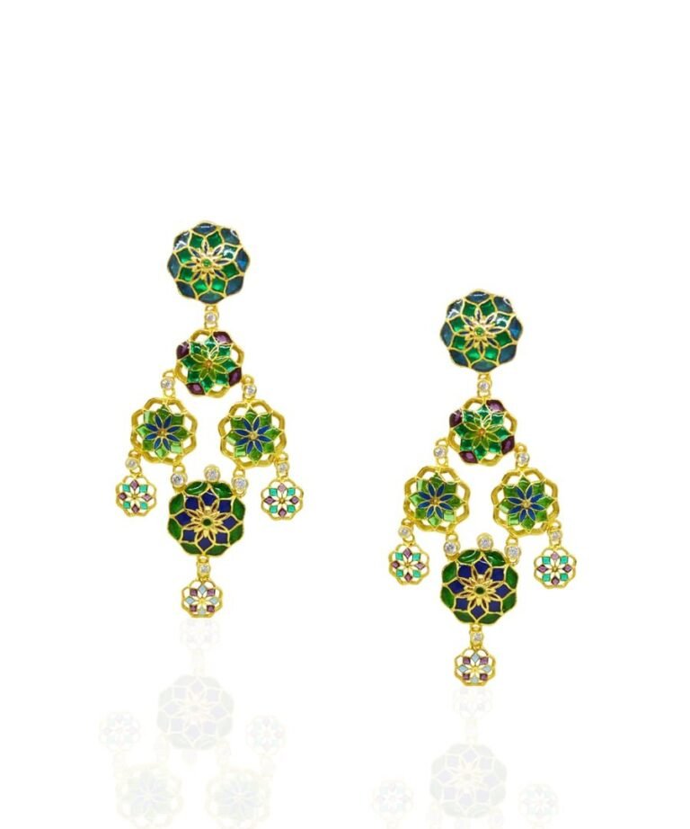 Green Small Phool Earrings