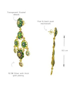 Silver Goldplated Phool Small Earring Green Gul 1.2