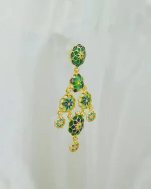 Silver Goldplated Phool Small Earring Green Gul 2