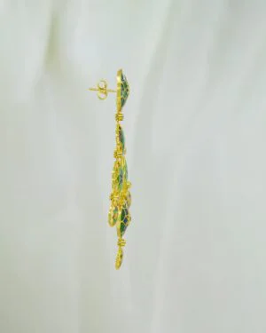 Silver Goldplated Phool Small Earring Green Gul 3