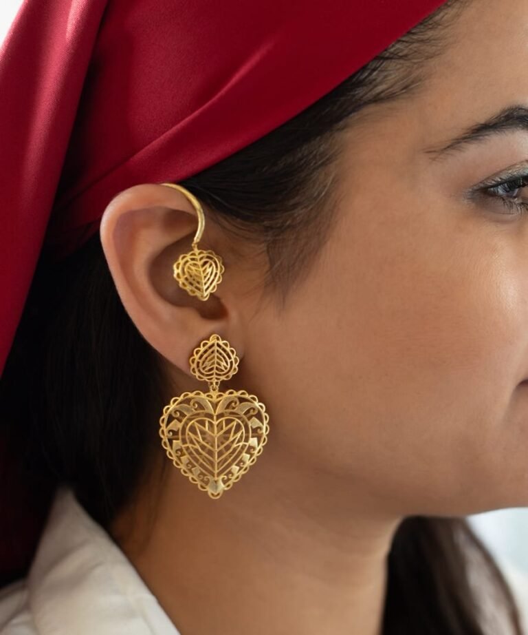 Rakaan Heart Drop Cuff Earrings