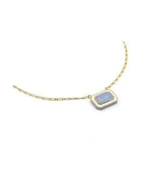 Silver Goldplated Rectangle Necklace Chain Blue Tranquil 1 1