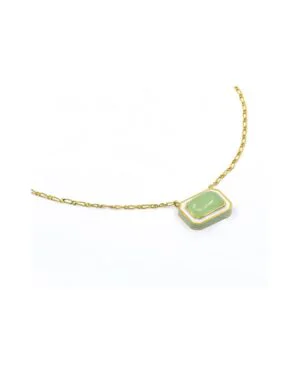 Silver Goldplated Rectangle Necklace Chain Green Tranquil 1 1