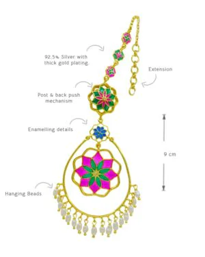 Silver Goldplated Roja Chandbali Earrings Pink Gul 1.2