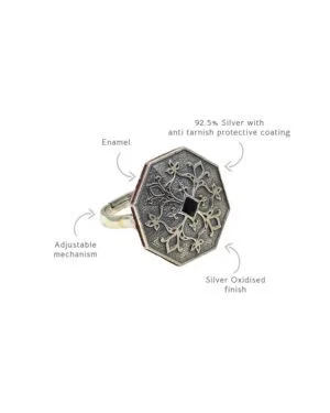 Silver Oxidised Adjustable Ring Goonj 2