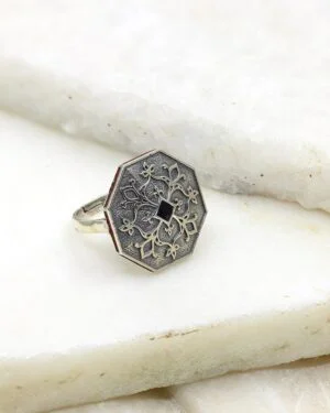 Silver Oxidised Adjustable Ring Goonj 3