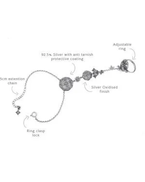 Silver Oxidised Tarnishfree Hathphool Thar 2