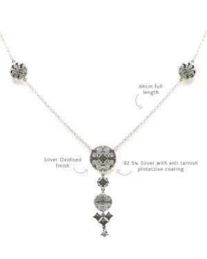 Silver Oxidised Tarnishfree Long Necklace Thar 2