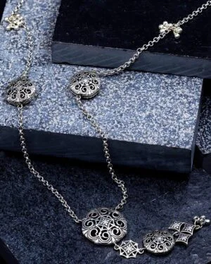 Silver Oxidised Tarnishfree Long Necklace Thar 3