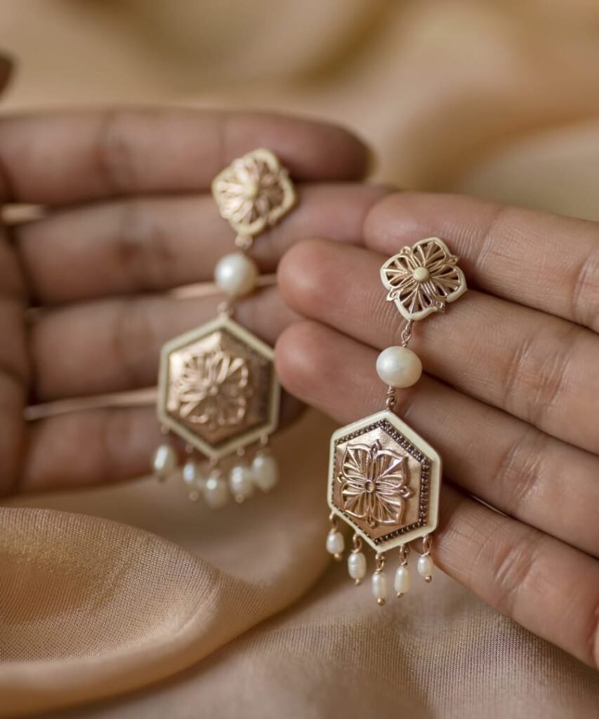 Magnolia Long Earrings Rosegold