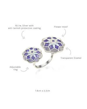 Silver Tarnishfree Askim Adjustable Ring Purple Gul 2