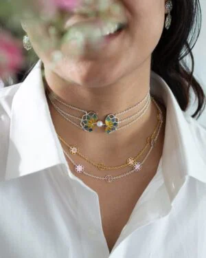 Silver Tarnishfree Choker Necklace Turquoise Blue Gul 1 1