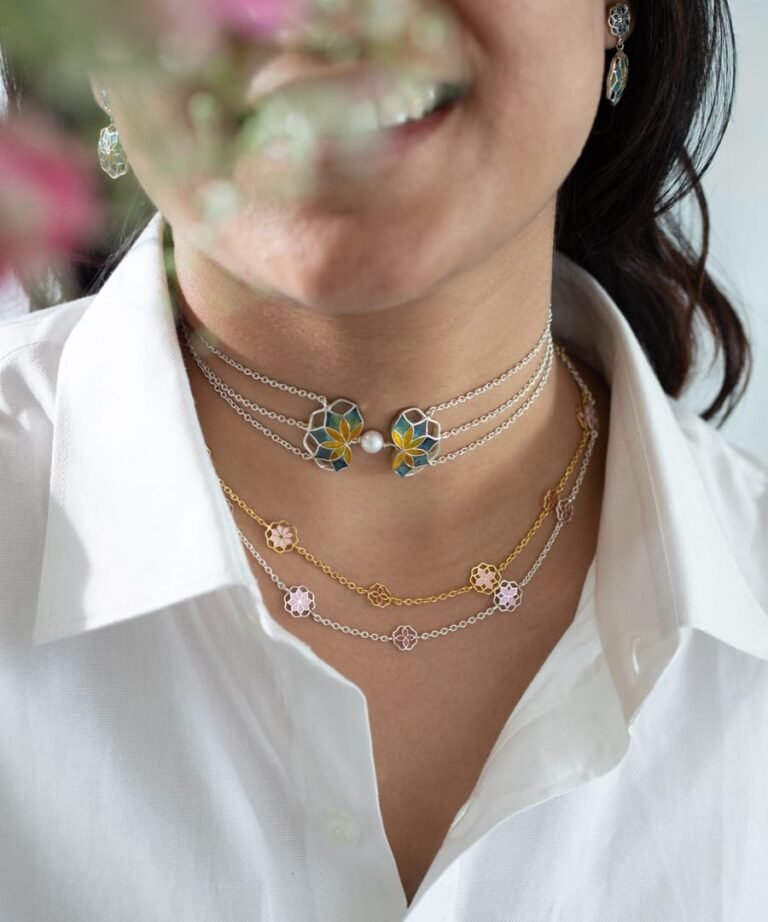 Gul Nuwwar Choker Necklace Blue