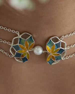 Silver Tarnishfree Choker Necklace Turquoise Blue Gul 2
