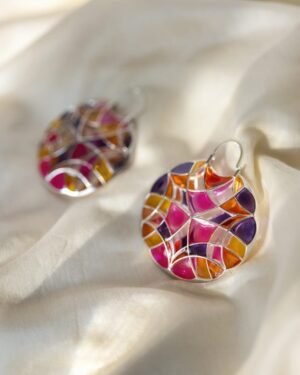 Silver Tarnishfree Hyperchrome Super Hoop Earrings Pink Kaleidoscope 5