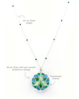 Silver Tarnishfree Long Pendant Green Kaleidoscope 4