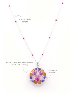 Silver Tarnishfree Long Pendant Pink Kaleidoscope 4
