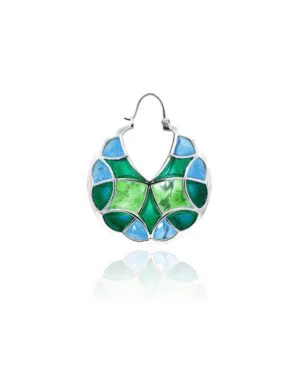 Silver Tarnishfree Varichrome Hoop Earrings Green Kaleidoscope 2