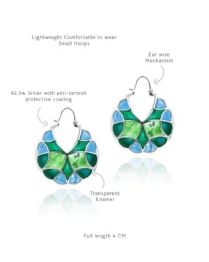 Silver Tarnishfree Varichrome Hoop Earrings Green Kaleidoscope 4