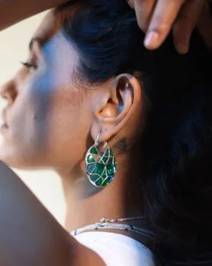 Silver Tarnishfree Varichrome Hoop Earrings Green Kaleidoscope 5